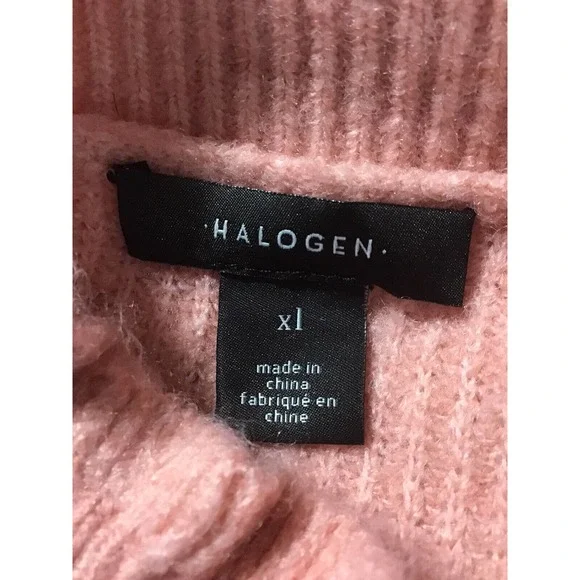 Halogen Sweater Women Size X1 Wool Blend Ruffles Neck Blush - Picture 9 of 16